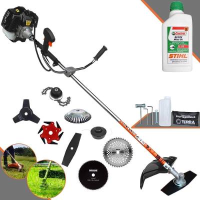Roçadeira Terra Grh520 À Gasolina 52cc 2,5hp + Faca 3 Pontas + Faca 40 Dentes + Faca 80 Dentes + Faca 6 Pontas + Escova