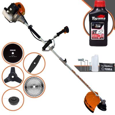 Roçadeira Profissional Terra Grhb430 À Gasolina 43cc 2t 1,7hp + Faca 3 Pontas + Faca 40 Dentes + Faca 80 Dentes + Óleo