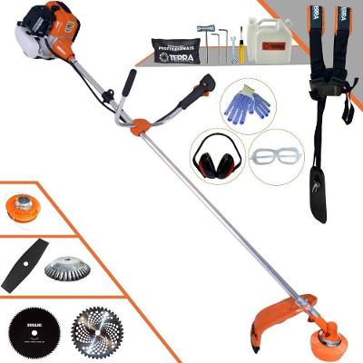 Roçadeira Profissional Lateral Terra Gr520xp À Gasolina 52cc 2t 2,5hp + Faca 2 Pontas 330mm + Faca 80 Dentes 255mm + Es