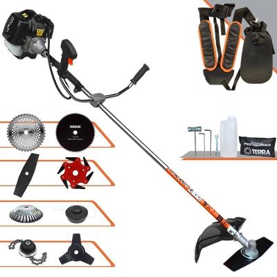 Roçadeira Profissional Terra Grh520 À Gasolina 52cc 2,5hp + Faca 3 Pontas + Faca 40 Dentes + Faca 80 Dentes + Faca 6 Po