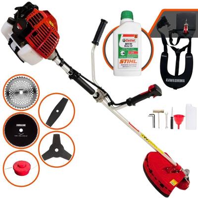 Roçadeira Profissional Kawashima Kw52l À Gasolina 52c 2,5hp + Faca 2 Pontas 330mm + Faca 40 Dentes 255mm + Faca 80 Dent