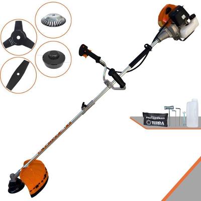 Roçadeira Profissional Lateral Terra Grhb430 À Gasolina 43cc 2t 1,7hp + Faca 3 Pontas Duraline 255mm 2,9mm + Escova Rot