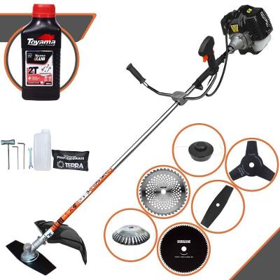 Roçadeira Profissional Terra Grh520 À Gasolina 52cc 2,5hp + Faca 3 Pontas + Faca 40 Dentes + Faca 80 Dentes + Escova 38