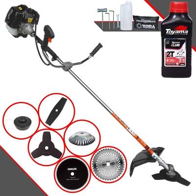 Roçadeira Profissional Terra Grh430 À Gasolina 43cc 1,7hp + Faca 2 Pontas + Faca 40 Dentes+ Faca 80 Dentes + Escova 38c