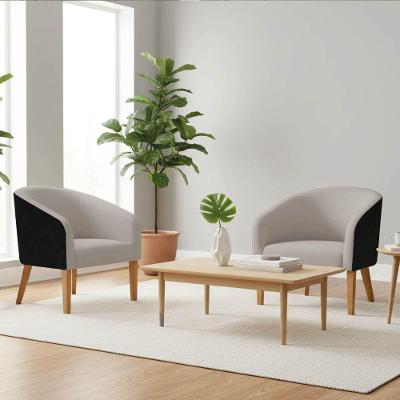 Poltrona Sala Decorativa Kit 2 Stella Pé Madeira Trapézio Castanho Sintético Pu D03 - D'rossi Preto-linho Cinza