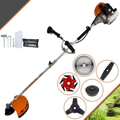 Roçadeira Profissional Lateral Terra Grhb430 À Gasolina 43cc 2t 1,7hp + Faca 3 Pontas 255mm 2,9mm + Faca 40 Dentes 255m
