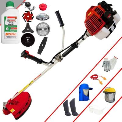 Roçadeira Kawashima Kw43l 43c 1,7hp + Faca 2 Pontas + Faca 40 Dentes + Faca 80 Dentes + Trimmer + Escova 38c + Faca 6 Pontas