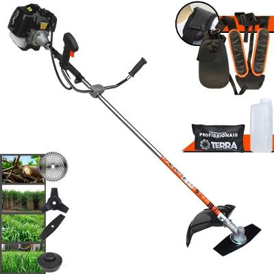 Roçadeira Profissional Lateral Terra Grh520 À Gasolina 52cc 2t 2,5hp + Faca 3 Pontas Duraline 255mm 2,9mm + Faca 40 Den