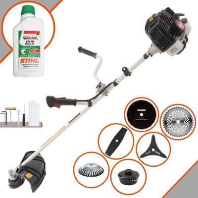 Roçadeira Profissional Lateral Kawashima Kw43le 43cc 1,7hp + Faca 2 Pontas + Faca 40 Dentes + Faca 80 Dentes + Escova 3