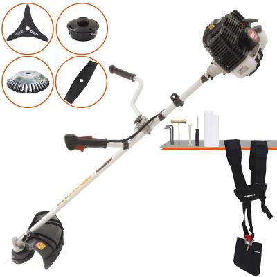 Roçadeira Profissional Lateral Kawashima Kw52le À Gasolina 52c 2,5hp 2t + Faca 2 Pontas Duraline 330mm + Escova Rotativ
