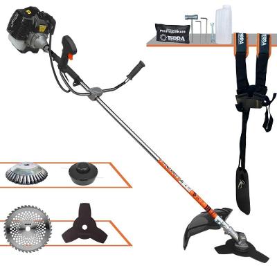 Roçadeira Profissional Lateral Terra Grh430 À Gasolina 43cc 1,7hp + Faca 40 Dentes Duraline 255mm 2mm + Escova Rotativa