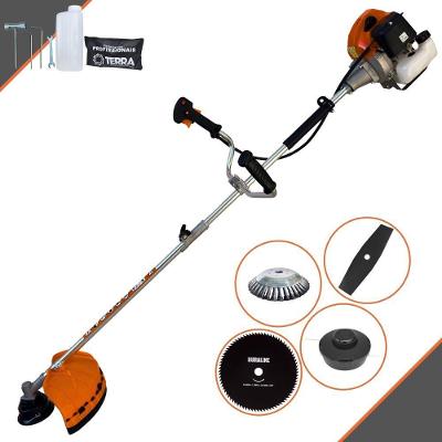 Roçadeira Profissional Lateral Terra Grhb430 À Gasolina 43cc 2t 1,7hp + Faca 80 Dentes Duraline 255mm 1,5mm + Escova Ro