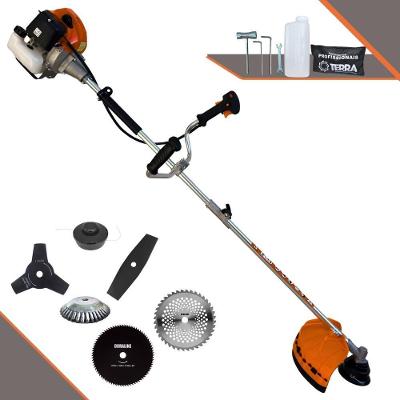Roçadeira Profissional Terra Grhb430 À Gasolina 43cc 2t 1,7hp + Faca 3 Pontas + Faca 40 Dentes + Faca 80 Dentes + Escov