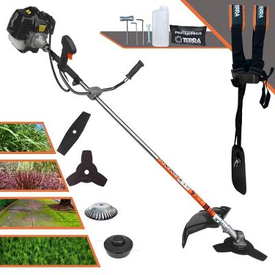 Roçadeira Profissional Lateral Terra Grh430 À Gasolina 43cc 1,7hp + Faca 2 Pontas Duraline 330mm 2,7mm + Escova Rotativ