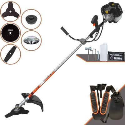 Roçadeira Profissional Lateral Terra Grh430 À Gasolina 43cc 1,7hp + Faca 2 Pontas 330mm 2,7mm + Faca 80 Dentes 255mm 1,