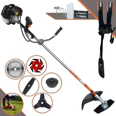 Roçadeira Profissional Lateral Terra Grh520 À Gasolina 52cc 2t 2,5hp + Faca 3 Pontas 255mm 2,9mm + Faca 40 Dentes 255mm
