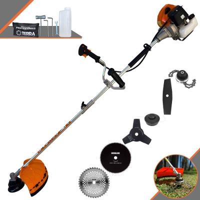 Roçadeira Profissional Terra Grhb430 À Gasolina 43cc 2t 1,7hp + Faca 3 Pontas 255mm + Faca 40 Dentes 255mm + Faca 80 De