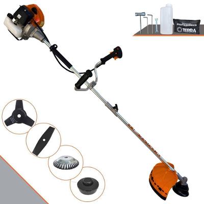 Roçadeira Profissional Lateral Terra Grhb430 À Gasolina 43cc 2t 1,7hp + Faca 3 Pontas Duraline 255mm 2,9mm + Escova Rot