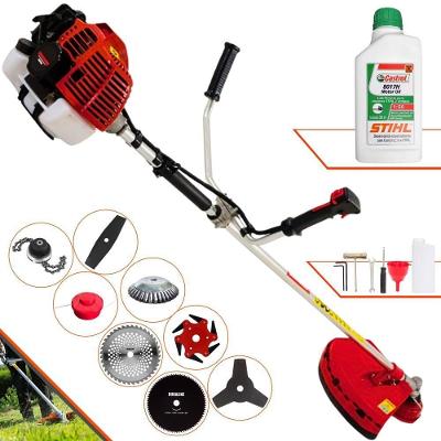 Roçadeira Kawashima Kw52l 52c 2,5hp + Faca 2 Pontas + Faca 40 Dentes + Faca 80 Dentes + Faca 6 Pontas + Escova 38 Cerda