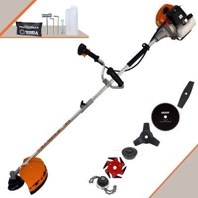 Roçadeira Profissional Lateral Terra Grhb430 À Gasolina 43cc 2t 1,7hp + Faca 3 Pontas 255mm + Faca 80 Dentes 255mm + T