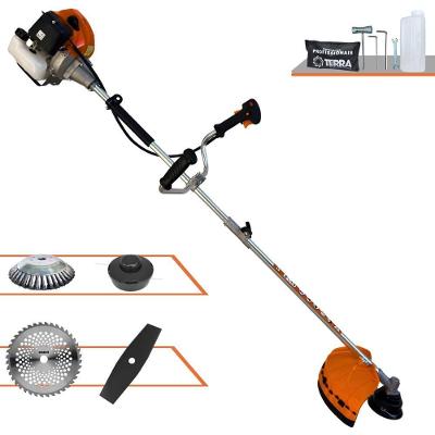 Roçadeira Profissional Lateral Terra Grhb430 À Gasolina 43cc 2t 1,7hp + Faca 40 Dentes Duraline 255mm 2mm + Escova Rota