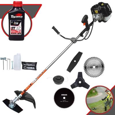 Roçadeira Profissional Terra Grh520 À Gasolina 52cc 2,5hp + Faca 3 Pontas 255mm + Faca 40 Dentes 255mm + Faca 80 Dentes
