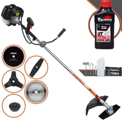 Roçadeira Profissional Terra Grh520 À Gasolina 52cc 2,5hp + Faca 3 Pontas 255mm + Faca 40 Dentes 255mm + Faca 80 Dentes