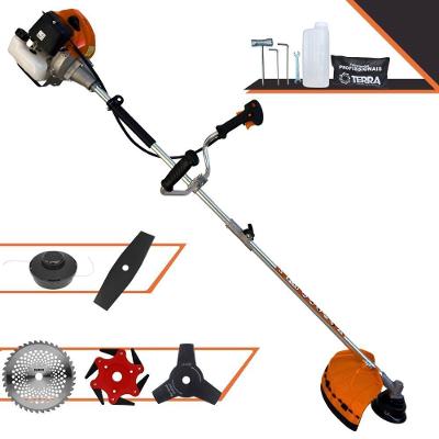 Roçadeira Profissional Lateral Terra Grhb430 À Gasolina 43cc 2t 1,7hp + Faca 3 Pontas 255mm 2,9mm + Faca 40 Dentes 255m