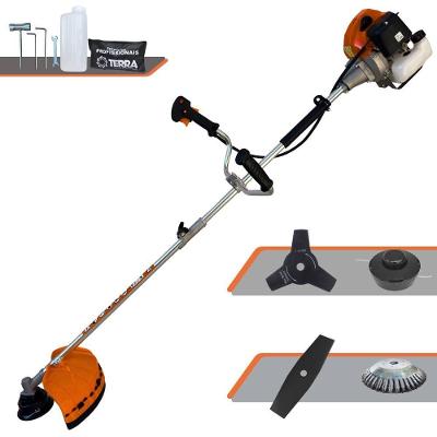 Roçadeira Profissional Lateral Terra Grhb430 À Gasolina 43cc 2t 1,7hp + Faca 3 Pontas Duraline 255mm 2,9mm + Escova Rot