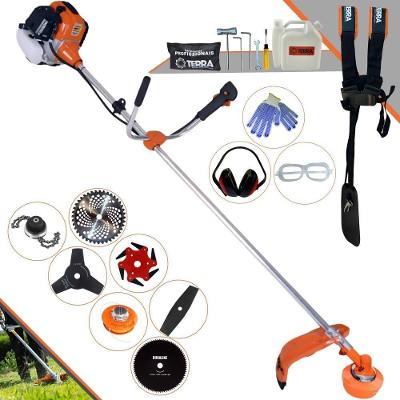 Roçadeira Profissional Lateral Terra Gr520xp À Gasolina 52cc 2t 2,5hp + Faca 2 Pontas + Faca 3 Pontas + Faca 6 Pontas +