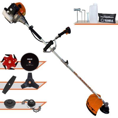Roçadeira Profissional Lateral Terra Grhb430 À Gasolina 43cc 2t 1,7hp + Faca 3 Pontas 255mm + Faca 80 Dentes 255mm + T