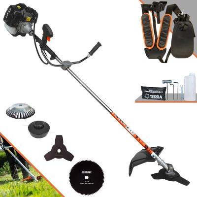 Roçadeira Profissional Lateral Terra Grh430 À Gasolina 43cc 1,7hp + Faca 80 Dentes Duraline 255mm 1,5mm + Escova Rotati