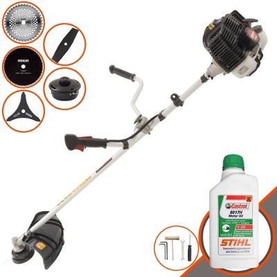 Roçadeira Profissional Lateral Kawashima Kw43le À Gasolina 43cc 1,7hp + Faca 2 Pontas + Faca 40 Dentes + Faca 80 Dentes