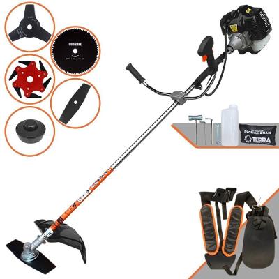 Roçadeira Profissional Lateral Terra Grh520 À Gasolina 52cc 2t 2,5hp + Faca 3 Pontas 255mm 2,9mm + Faca 80 Dentes 255mm