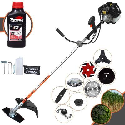Roçadeira Terra Grh520 À Gasolina 52cc 2,5hp + Faca 3 Pontas + Faca 40 Dentes + Faca 80 Dentes + Faca 6 Pontas + Escova
