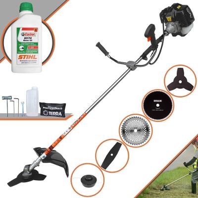 Roçadeira Profissional Terra Grh430 À Gasolina 43cc 1,7hp + Faca 2 Pontas 330mm + Faca 40 Dentes 255mm + Faca 80 Dentes