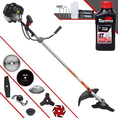 Roçadeira Terra Grh430 À Gasolina 43cc 1,7hp + Faca 2 Pontas + Faca 40 Dentes + Faca 80 Dentes + Faca 6 Pontas