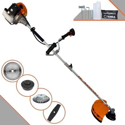 Roçadeira Profissional Lateral Terra Grhb430 À Gasolina 43cc 2t 1,7hp + Faca 40 Dentes Duraline 255mm 2mm + Escova Rota
