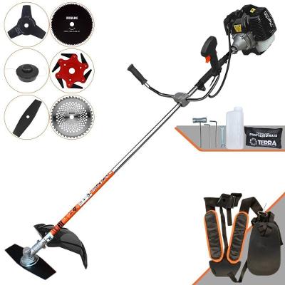 Roçadeira Profissional Terra Grh520 À Gasolina 52cc 2,5hp + Faca 3 Pontas 255mm + Faca 40 Dentes 255mm + Faca 80 Dentes