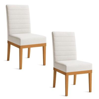 Kit 2 Cadeiras De Jantar Solana Linho Bege Base De Madeira - Pallazio