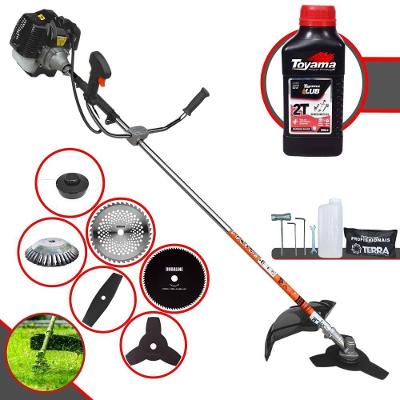 Roçadeira Profissional Terra Grh430 À Gasolina 43cc 1,7hp + Faca 2 Pontas + Faca 40 Dentes+ Faca 80 Dentes + Escova 38c