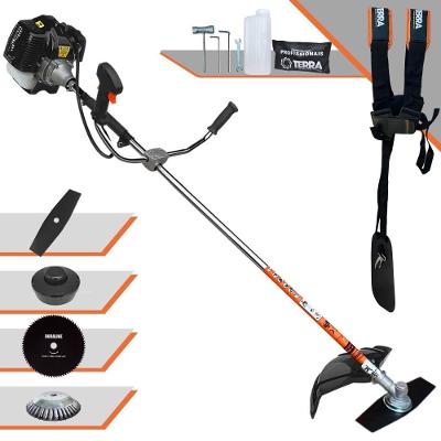 Roçadeira Profissional Lateral Terra Grh520 À Gasolina 52cc 2t 2,5hp + Faca 80 Dentes Duraline 255mm 1,5mm + Escova Rot