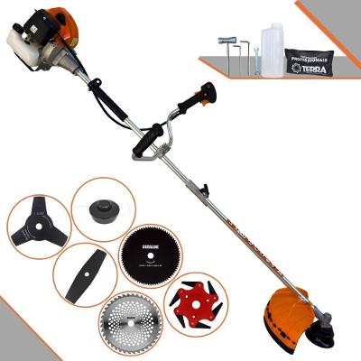 Roçadeira Profissional Terra Grhb430 À Gasolina 43cc 2t 1,7hp + Faca 3 Pontas 255mm + Faca 40 Dentes 255mm + Faca 80 De