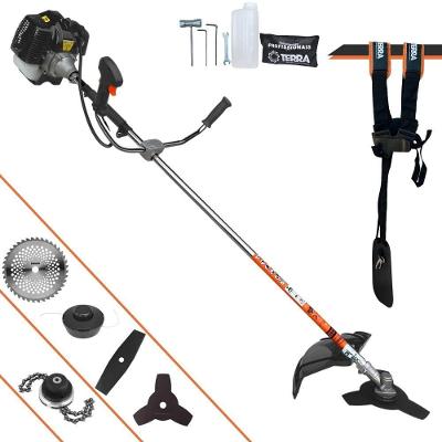 Roçadeira Profissional Lateral Terra Grh430 À Gasolina 43cc 2t 1,7hp + Faca 2 Pontas Duraline 330mm + Faca 40 Dentes Du