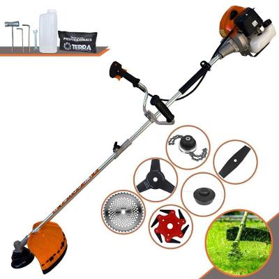 Roçadeira Profissional Lateral Terra Grhb430 À Gasolina 43cc 2t 1,7hp + Faca 3 Pontas 255mm + Faca 40 Dentes 255mm + Tr