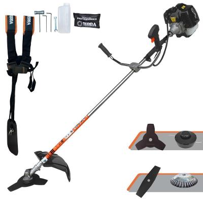 Roçadeira Profissional Lateral Terra Grh430 À Gasolina 43cc 1,7hp + Faca 2 Pontas Duraline 330mm 2,7mm + Escova Rotativ