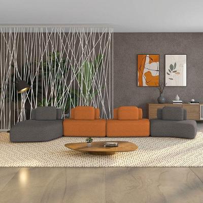 Sofá 4 Lugares Orgânico Com Chaise E 3 Módulos Berlim Bouclê Gf K01 - D'rossi Grafite-caramelo