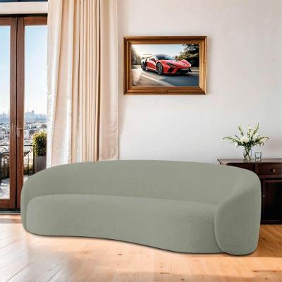 Sofá Orgânico Luxo Recepção 250cm Amore Bouclé Verde Oliva