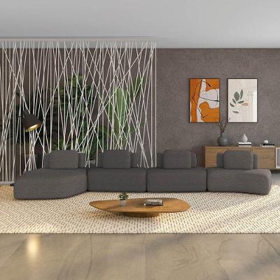 Sofá 4 Lugares Orgânico Com Chaise E 3 Módulos Berlim Bouclê Grafite K01 - D'rossi