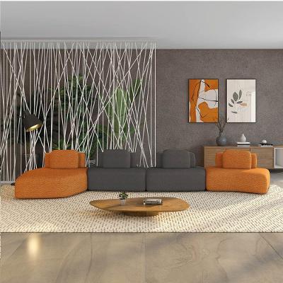 Sofá 4 Lugares Orgânico Com Chaise E 3 Módulos Berlim Bouclê Caramelo-grafite K01 - D'rossi